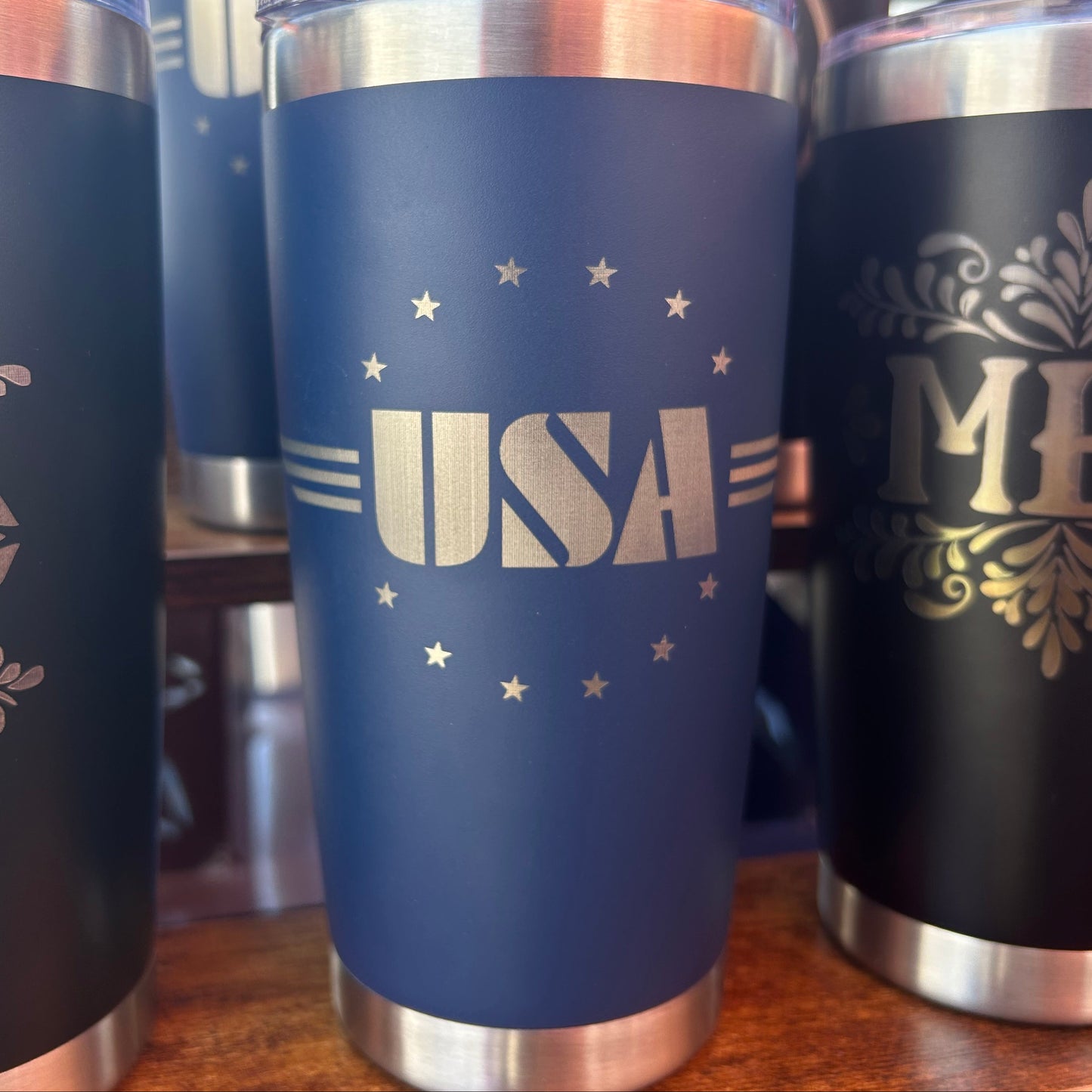 American Culture Engraved Stainless Steel Tumblers